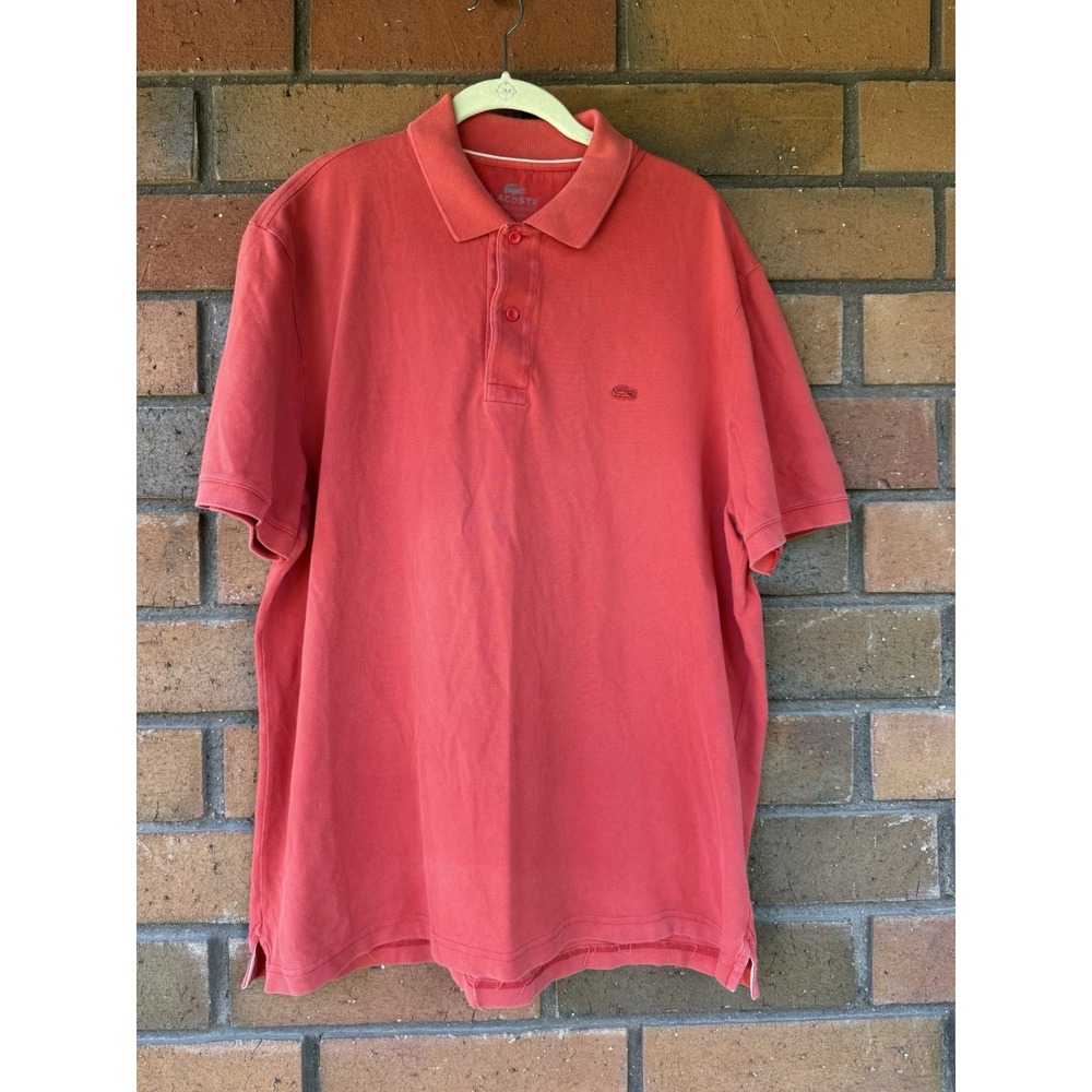 Lacoste Short Sleeve Polo Shirt | Red 100% Cotton | Men's Size 7 - 2XL